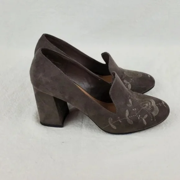 Spirit Linda grey embroidery chunky heel shoes - Picture 2 of 8